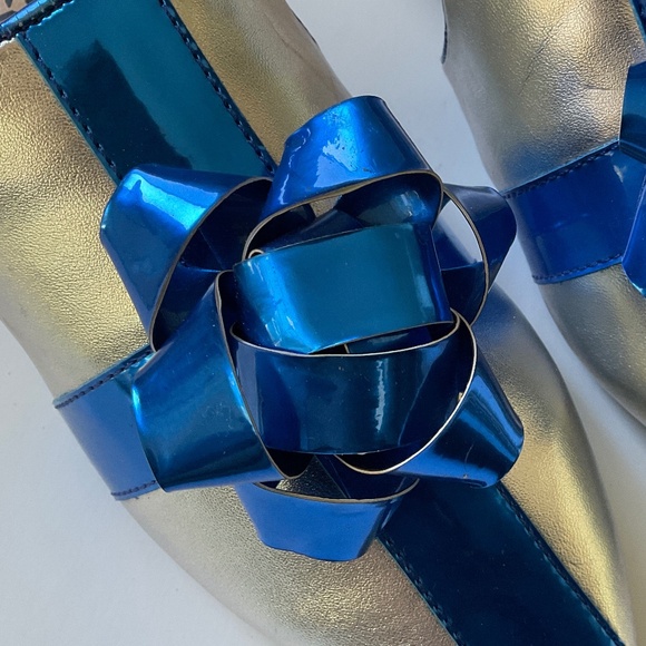 KATY PERRY The Stephanie Mule Slide Silver Blue Bow Size 6 NWOT - Picture 3 of 8